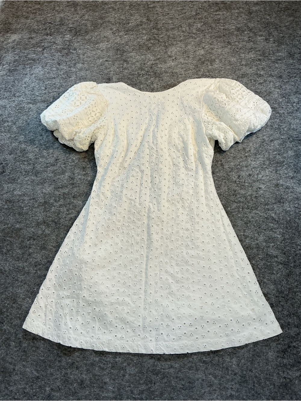 Free People White Eyelet Puff Sleeve Mini Dress Size S